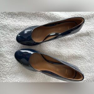 Clarks Glossy Dark Blue Heels